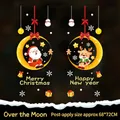 Christmas window sticker with Santa, reindeer and moon motif, 68x72cm static cling - Above the Moon (XL6116)