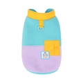 Gilet per cani in pile a tre colori con anello a D integrato e tasca per il calore invernale - S / Verde Rosa Arancione