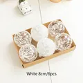 Set of 6 white 8cm Christmas balls with snowflake and spiral glitter patterns - 6PCS White 8cm Christmas Balls