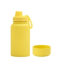 Bright yellow matte 650ml stainless steel water bottle with matching silicone protective boot - 650ml / Lemon Yellow-Sport