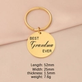 Polished gold keychain with Best Grandma Ever engraving and product dimensions - Grandma / Gold