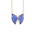 Elegant gold butterfly necklace featuring blue gemstone and sparkling diamond accents - Blue (8#)
