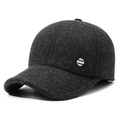 Herren Winter-Baseballkappe in Dunkelgrau aus Wollmischung mit Fleecefutter und Metallknopf - Verstellbar / Grau