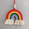 Handmade six-color cotton rope rainbow wall hanging with wooden beads and tassels - 6-Layer Rainbow Style 1