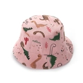 Toddler pink bucket hat featuring cute cartoon dinosaur and cactus prints for kids - Hat Circumference 48CM for 0-2 Years / Pink