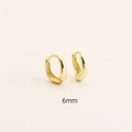 Minimalist 6mm golden irregular geometric S925 silver hoop earrings for women - 6mm / Golden Color (6mm)