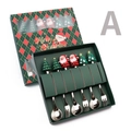 6-piece Christmas cutlery set with Santa and tree motifs in a festive gift box - Silver 6PCS Set Green Box Style A