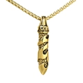 Collar con colgante de daga de acero inoxidable dorado con intrincados patrones en relieve - Dorado