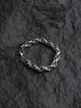 Silver stainless steel thick rope chain bracelet for men on a black rock background - 21cm / Silver