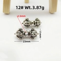 Vintage silver Vajra charms for Buddhist bracelets measuring 23mm with detailed carvings - Engraved Jewelry Bead (12#) / Antique Silver
