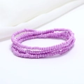 Macro detail of double-layer purple seed bead waist chain on soft white silk fabric - 80cm / Purple