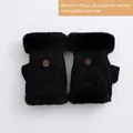 Women's black suede winter convertible fingerless gloves with warm faux fur trim - Black