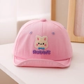 Detalle de gorra rosa de algodón para bebé con bordado de conejo 3D y visera suave - 50cm (1-3 años) / Rosa