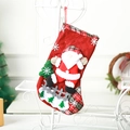 Red plaid Christmas stocking with 3D Santa Claus and snowflake decoration hanging ornament - Large Dancing Santa