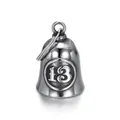 Silver retro punk lucky number 13 bell pendant for motorcycle riders and guardian gift - Steel Color (With Keychain)