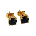 Orecchini a perno classici in acciaio inossidabile placcato oro 18k con zirconi blu - Blu