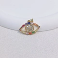 Golden eye-shaped pendant with multicolor cubic zirconia stones for DIY jewelry - Style 4-Gold Multi-color Zircon Eye