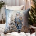Luxury Christmas pillowcase with watercolor blue Santa Claus and gold tree pattern - TQDS68-37(Blue Robe Santa)