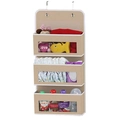 Three-tier beige wall hanging organizer with transparent windows for nursery items - 3 Compartments / Beige