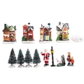 Leuchtendes Weihnachtsdorf-Set aus Harz mit Miniatur-Häusern und Weihnachtsfiguren - Kleines Set 12-teilig