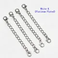 Silver tone double lobster clasp extender chains for DIY jewelry making set of 4 - White K/Silver