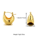 Gedetailleerde afmetingen van dikke gouden oorringen met hoogte- en breedtegegevens - Eenvoudige Gouden Ring (E01148G)