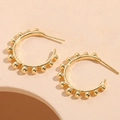 Minimalist 14K gold plated heart zircon hoop earrings in high-shine golden finish - C-shaped Hoop Earring-ES2248