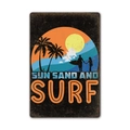 Vintage metal sign with beach sunset design featuring sun sand and surf lettering - 11540(20) / 20*30cm