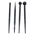 Juego de 4 herramientas negras para modelar fondant con puntas de bola y planas - Juego de 4 Piezas de Talla Negro