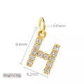 Golden letter H pendant with clear zircon stones and size dimensions 9.4mm x 6.2mm - Letter H