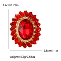 Fashion sunburst brooch with red crystals and gold metal base for women dresses - Red
