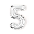 Silver number 5 aluminum foil balloon with metallic finish for birthday party decor - 16 Inch Number 5-Silver