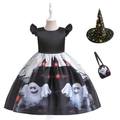 Girl's Halloween witch costume with pumpkin dress, hat and bag for cosplay - 100cm / WS016-Black (Bag+Hat)