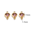 Pink heart crystal pendant connector in gold stainless steel, size 7.5mm for DIY jewelry - 2-Hole-Purple / Gold
