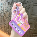 Creative mini electronic piano keychain featuring a lucky cat design in vibrant pink and purple - Mini Piano / Purple Lucky Cat