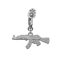 Sparkling AK-47 rifle navel ring with silver plating and micro-pave cubic zirconia - Pave Zircon Rifle