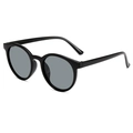 Retro-Rundsonnenbrille mit klassischem schwarzem Rahmen und grau getönten Gläsern für Damen - Schwarzer Rahmen Graue Gläser