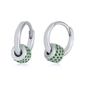 Silver-plated hoop earrings featuring rotatable green micro-pave charms for women - Green Silver