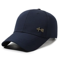 Navy blue baseball cap for men with a gold Chinese calligraphy metal emblem detail - Adjustable (56-60cm) / Navy Blue