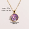 Détail du pendentif fleur style peinture à l'huile avec perle d'eau douce naturelle et bijoux - Pendentif Perle Fleur Violette Ronde (款式1)