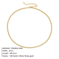 Collana a catena cubana da 3mm in acciaio dorato con chiusura e catenella di estensione - Stile Sottile Corto / Oro
