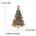 Green enamel Christmas tree brooch with red rhinestones and golden star details - Christmas Tree-2633 (Dark Green Drip Oil with Red Rhinestone)