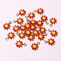 Mini stainless steel daisy flower charms with red oil drip petals for DIY jewelry making - Red & Yellow