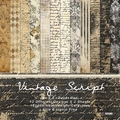 Vintage script 6x6 inch scrapbooking paper pack with 12 elegant patterns for DIY crafts - R2589 24 Sheets