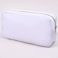 Neceser portátil de nailon blanco con cremallera dorada para cosméticos y viaje - M: 24*5*12.5cm / Blanco