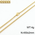 Collana a catena cubana dorata in acciaio inossidabile con chiusura, 450x2mm, 4g - 45cm / Oro 2mm
