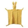 Yellow rabbit baby comforter made of soft organic cotton gauze with knotted design - Ginger Rabbit