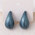 Deep teal teardrop earrings with marble texture on a white jewelry display card - Dark Gray
