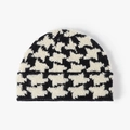 Winter knit beanie featuring classic black and white houndstooth pattern in plush fabric - One Size / Black(23B066)