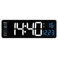 Reloj de pared LED negro minimalista de 16 pulgadas con pantalla blanca azul temperatura - 16" / Carcasa Negra LED Azul Hielo